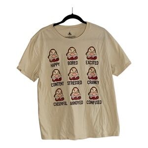 Disney Parks Men's Seven Dwarfs Grumpy Faces Crew Neck T-Shirt Size LG